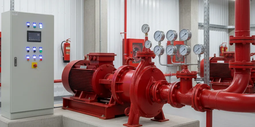 MOTEC fire fighting pump system in an industrial fire pump station