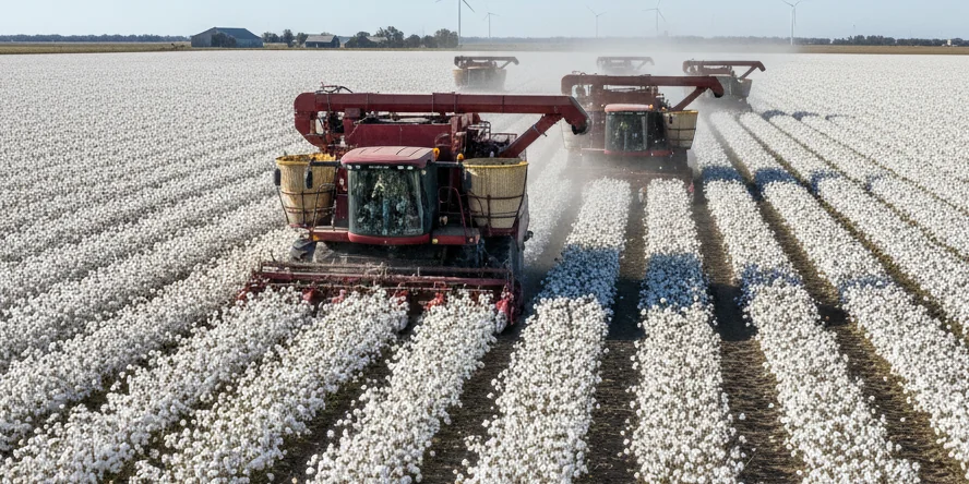 BOSHIRAN cotton harvester working in a cotton field in Egypt