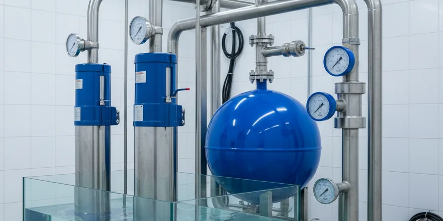 Modern water pumps and pressure systems - Caprari industrial pumps in a clean water station setting